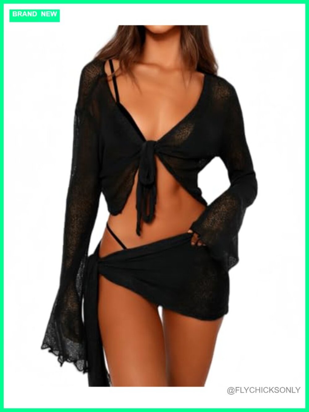 Women's 2 Piece Mesh See Through Crop Top Mini Skirt Set Beach Club